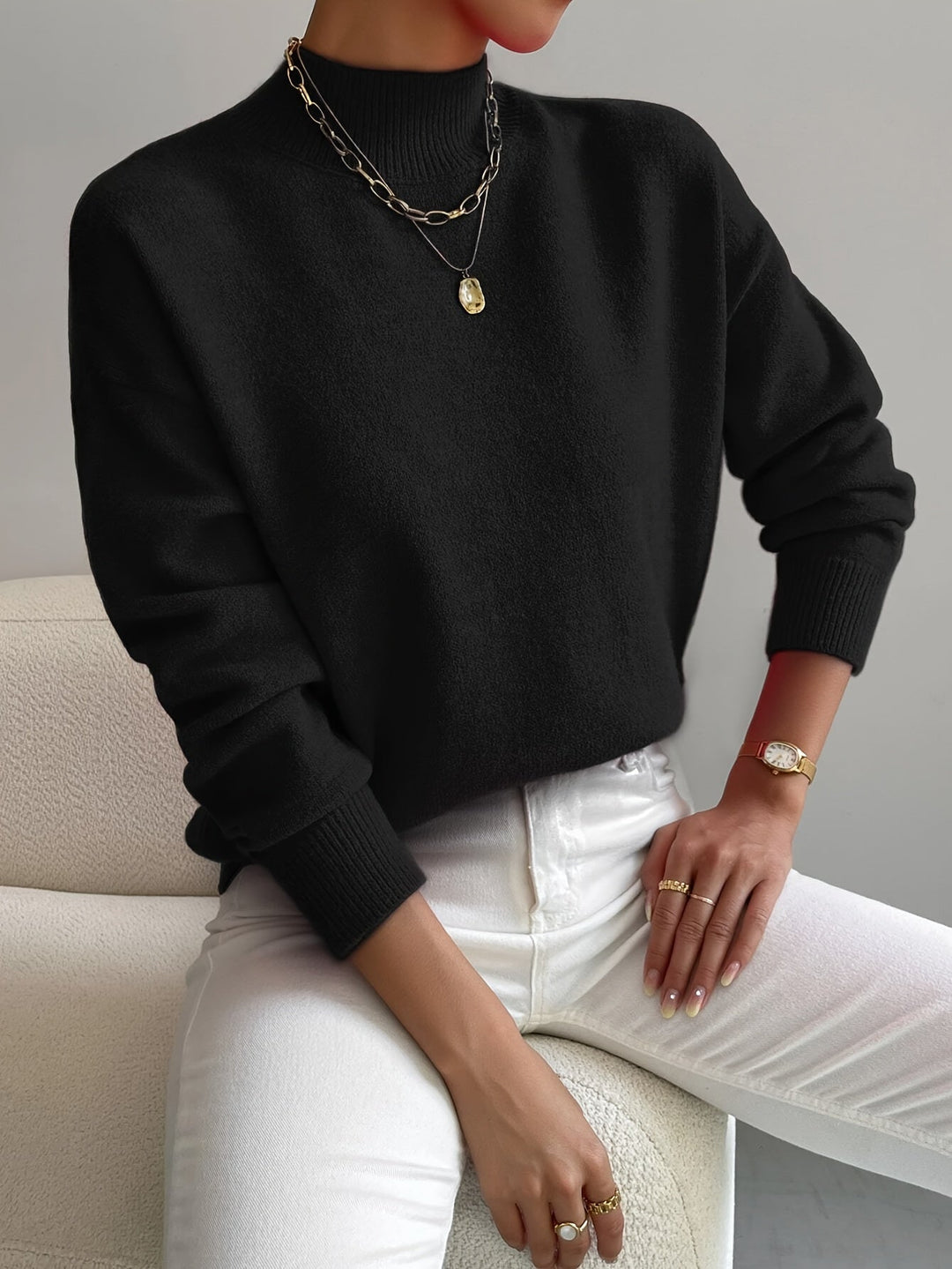 Emily | Women’s Spring Comfortable Mock Neck Sweater