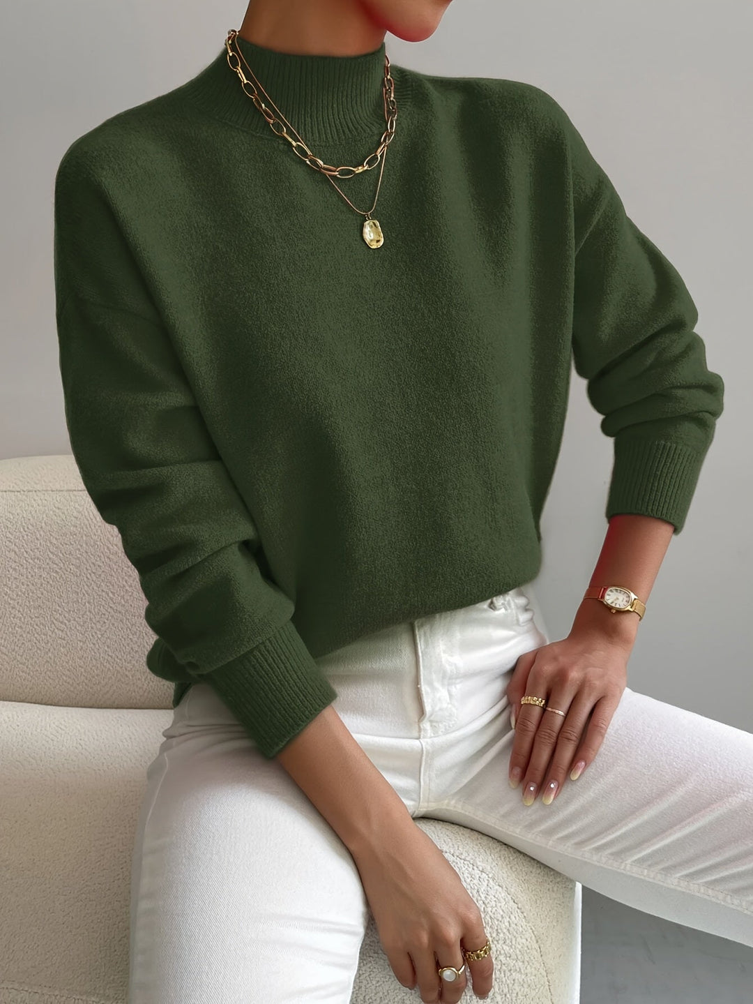 Emily | Women’s Spring Comfortable Mock Neck Sweater