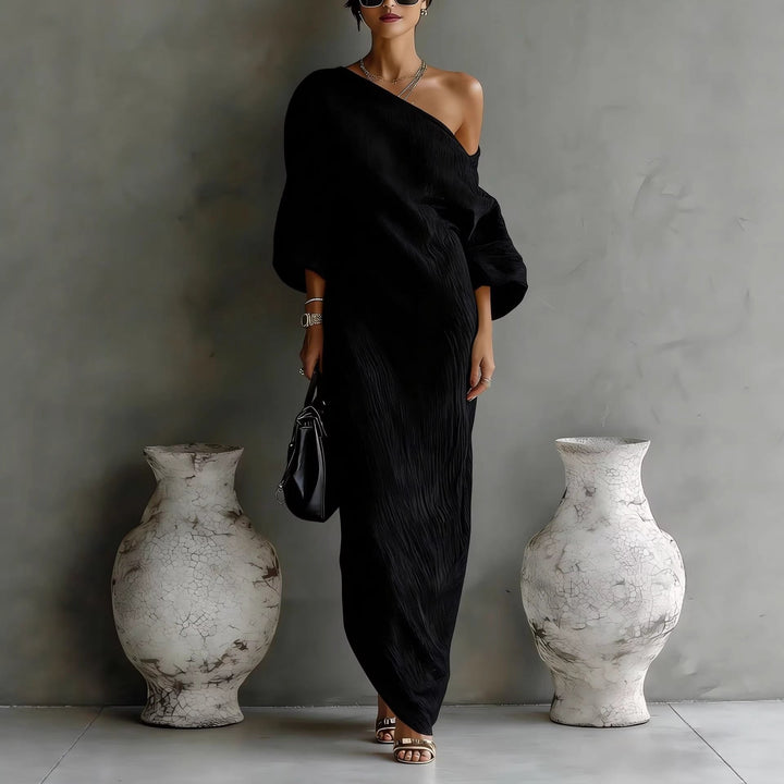 Ava | Maxi Dress Off Shoulder Linen Blend Lantern Sleeve Loose Fit