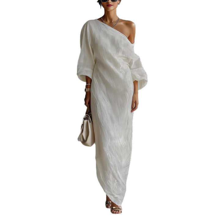 Ava | Maxi Dress Off Shoulder Linen Blend Lantern Sleeve Loose Fit