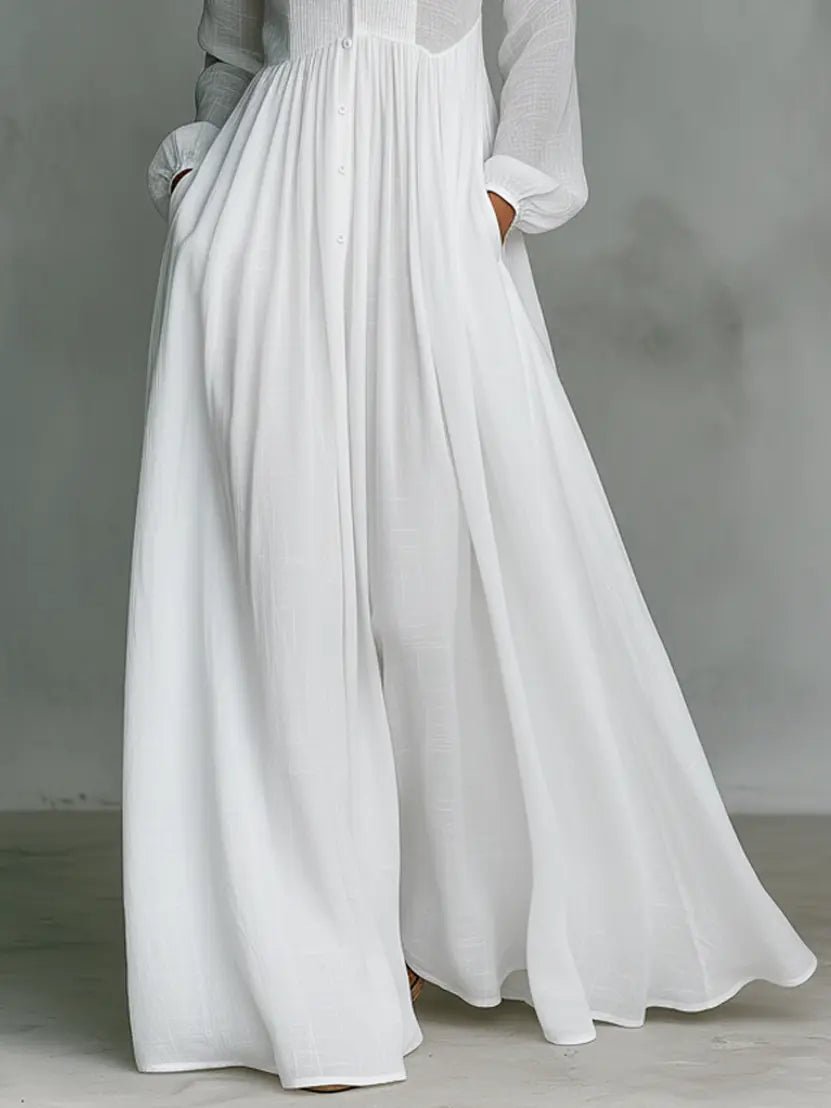Aria | Maxi Dress Stand-Up Collar Cotton Linen Blend