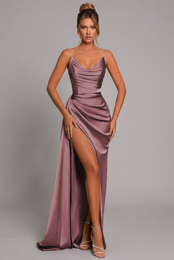 Lily | Maxi Dress Strapless Ruched Bodycon High Split