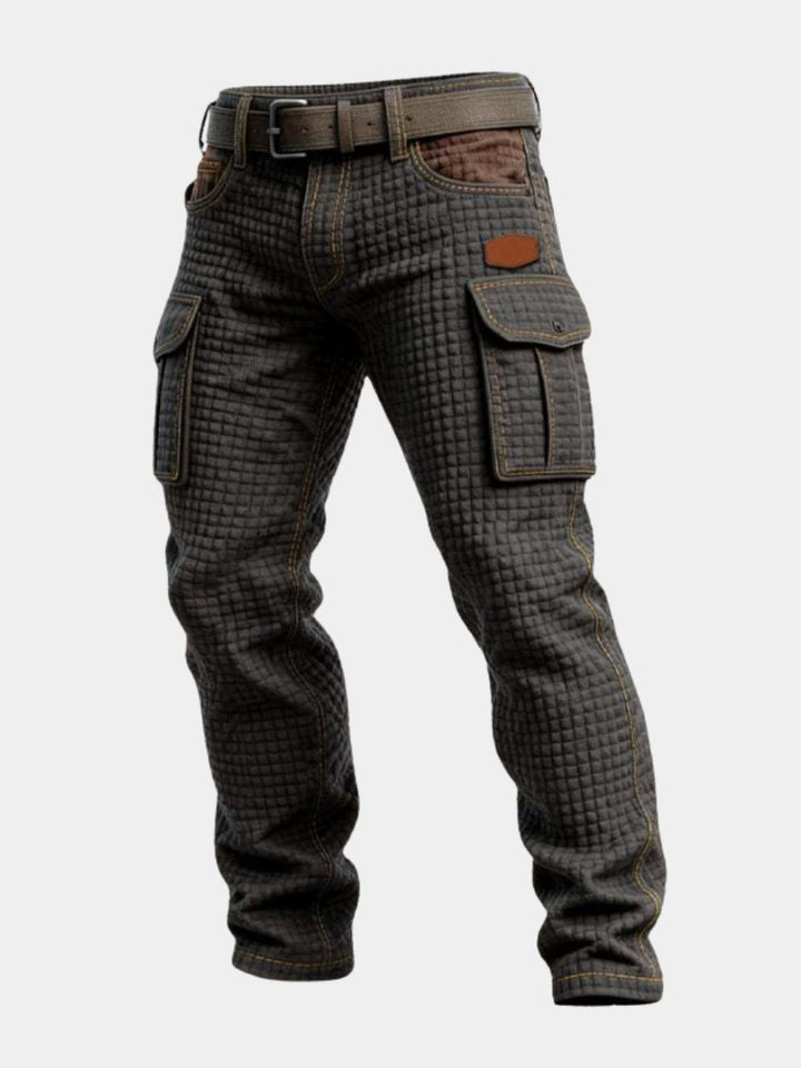 Edward | Men's Cargo Trousers Slim Fit Textured Pattern Side Pockets