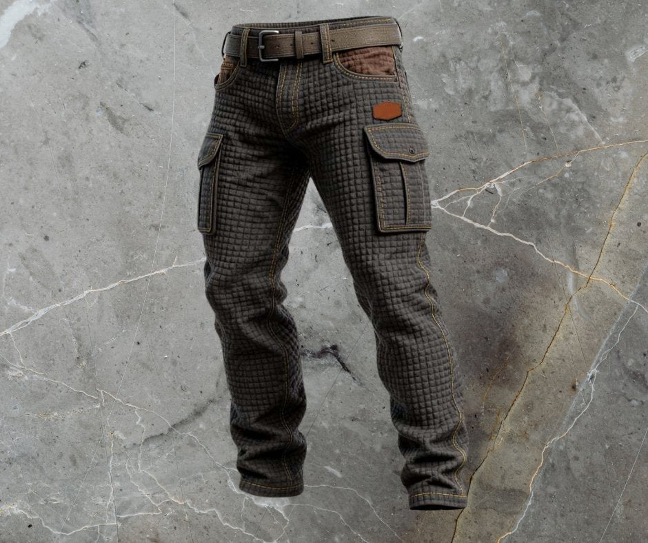 Edward | Men's Cargo Trousers Slim Fit Textured Pattern Side Pockets