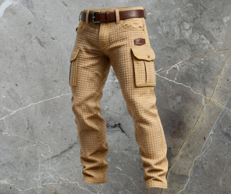 Edward | Men's Cargo Trousers Slim Fit Textured Pattern Side Pockets