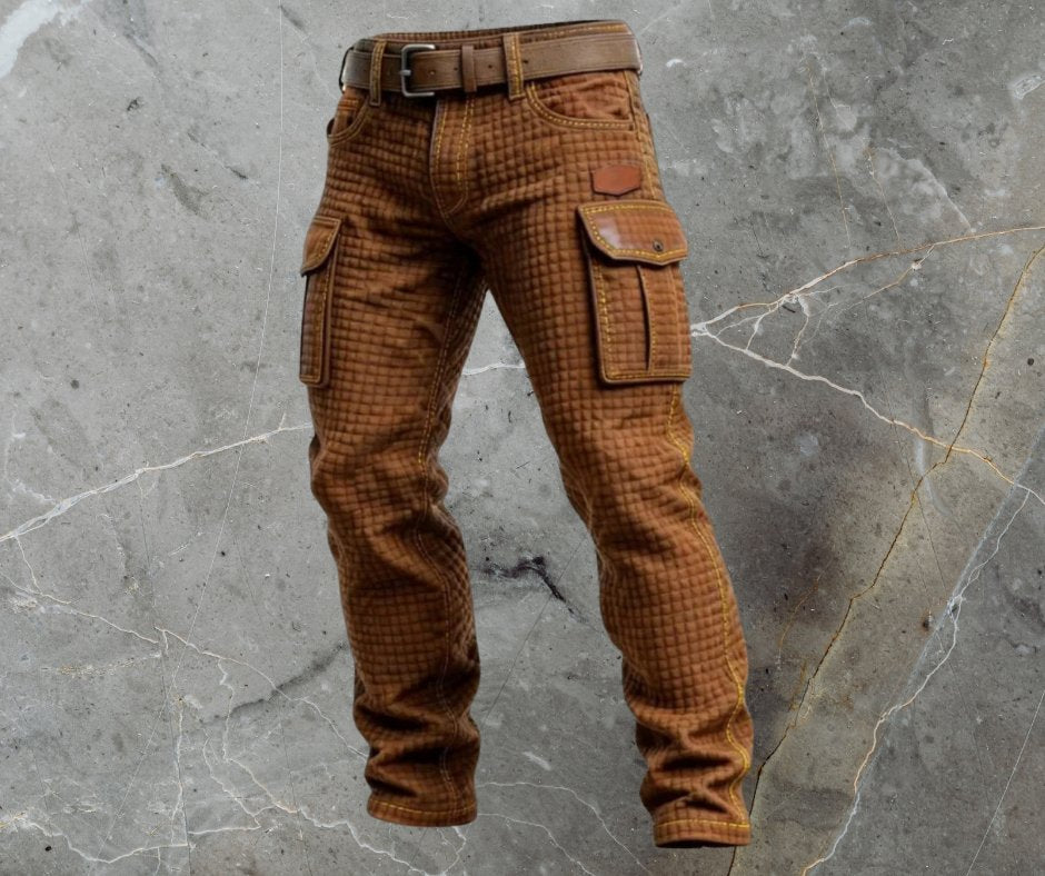 Edward | Men's Cargo Trousers Slim Fit Textured Pattern Side Pockets