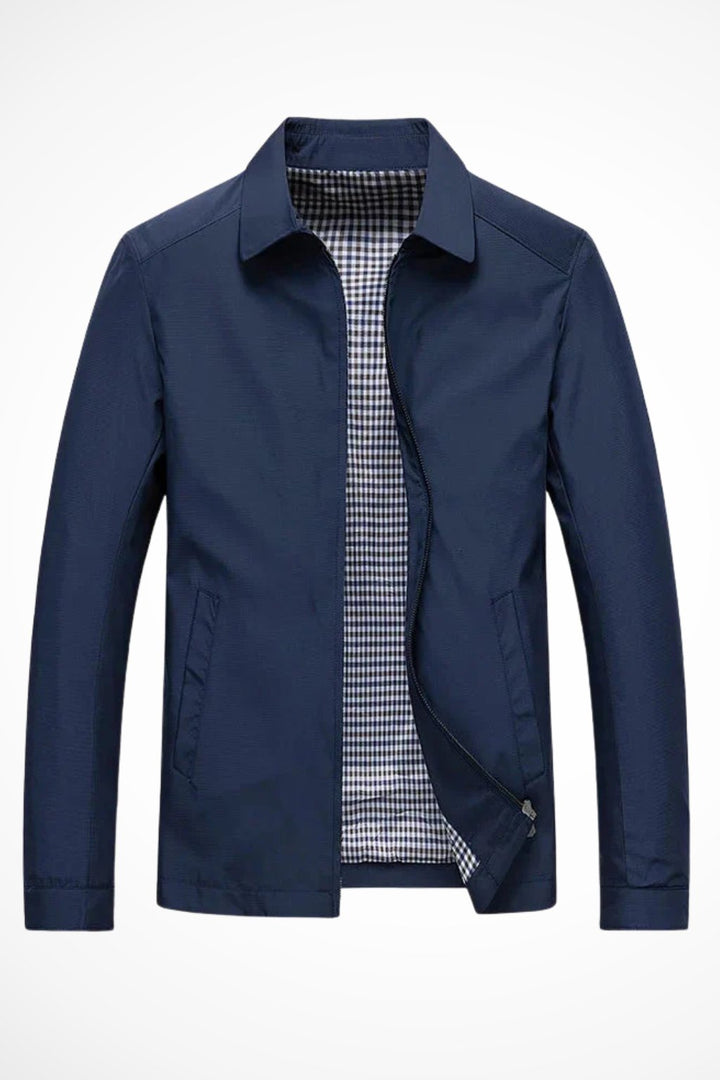 Alfie | Men's Harrington Jacket Zip Front Collared Check Lining