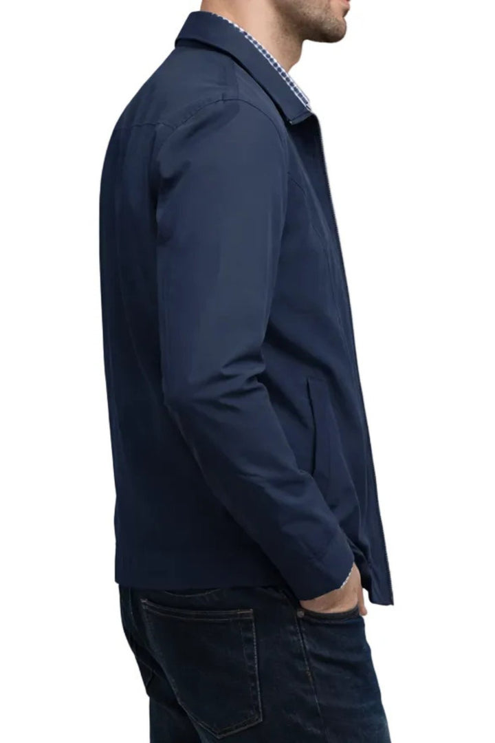 Alfie | Men's Harrington Jacket Zip Front Collared Check Lining