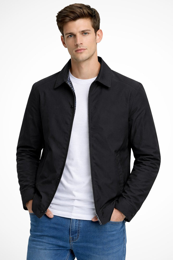 Alfie | Men's Harrington Jacket Zip Front Collared Check Lining