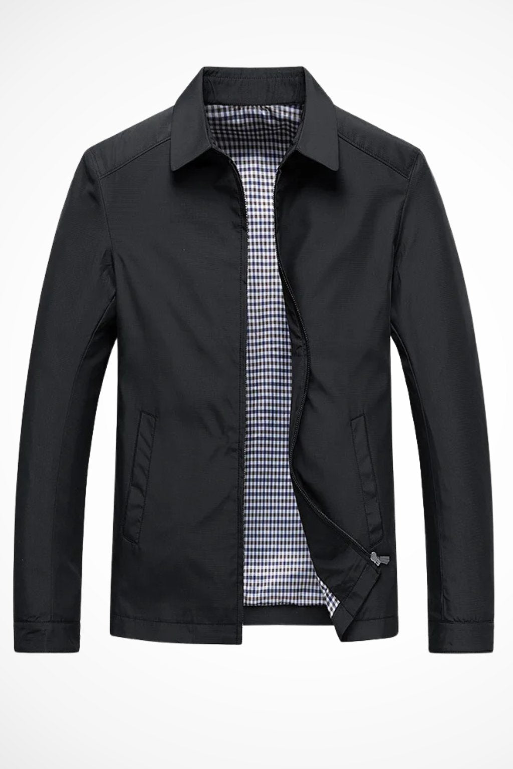 Alfie | Men's Harrington Jacket Zip Front Collared Check Lining