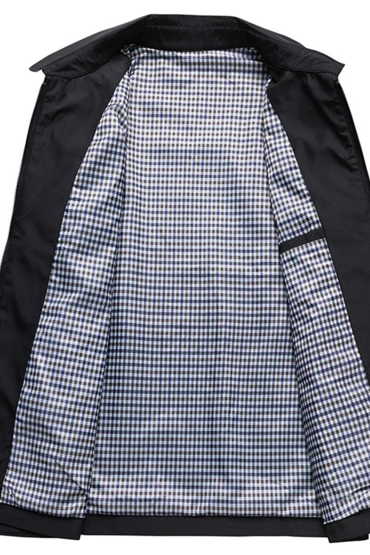 Alfie | Men's Harrington Jacket Zip Front Collared Check Lining