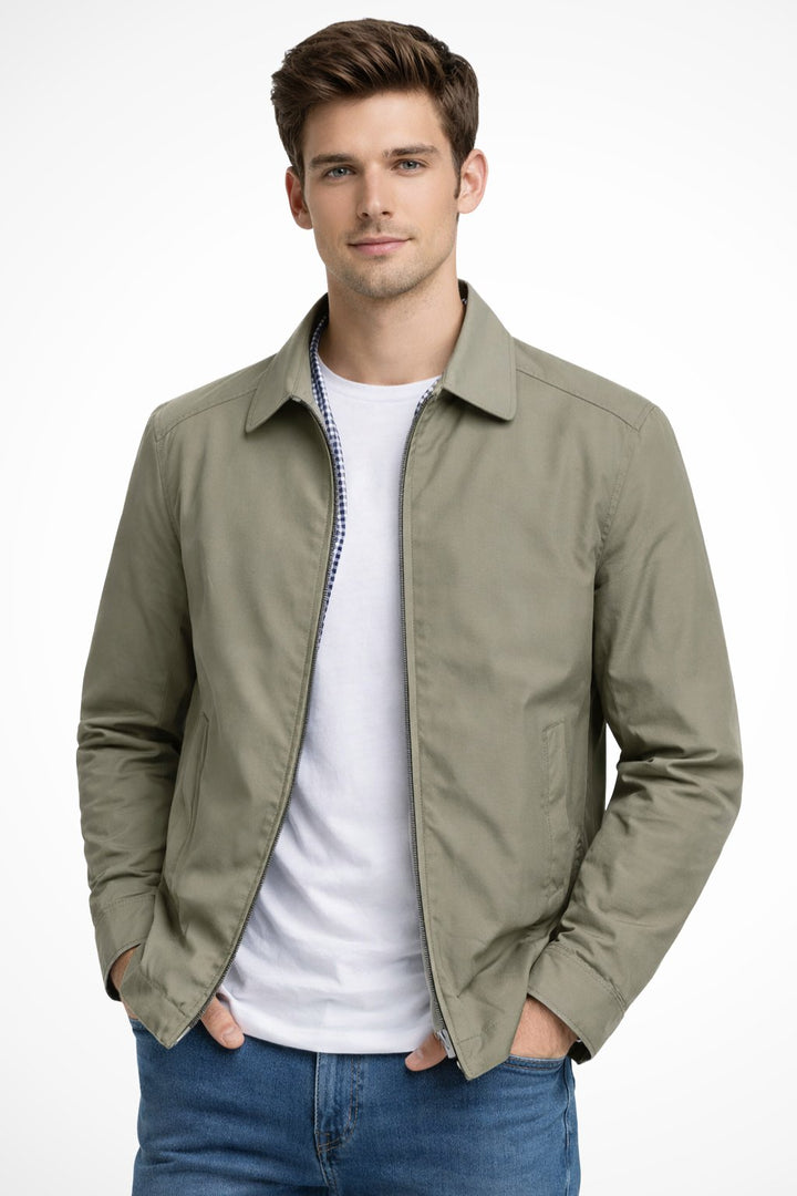Alfie | Men's Harrington Jacket Zip Front Collared Check Lining