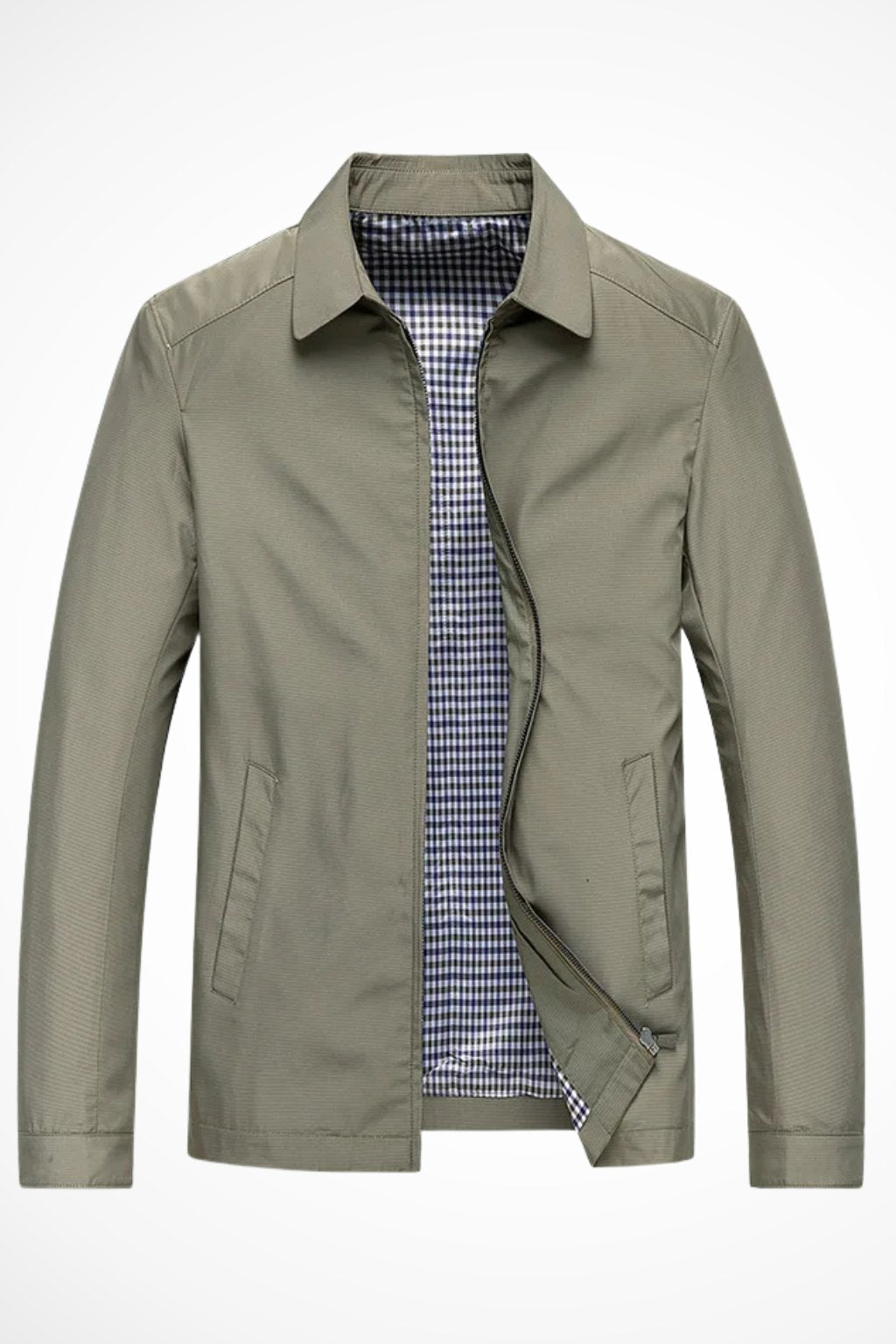 Alfie | Men's Harrington Jacket Zip Front Collared Check Lining