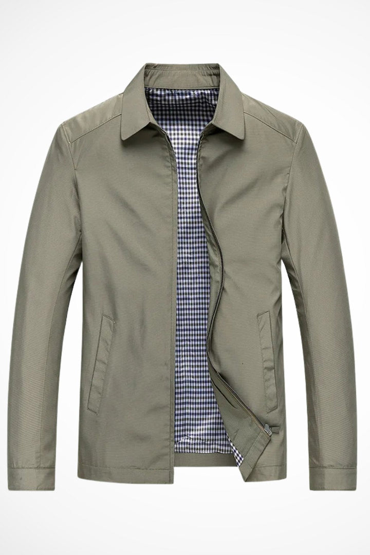 Alfie | Men's Harrington Jacket Zip Front Collared Check Lining