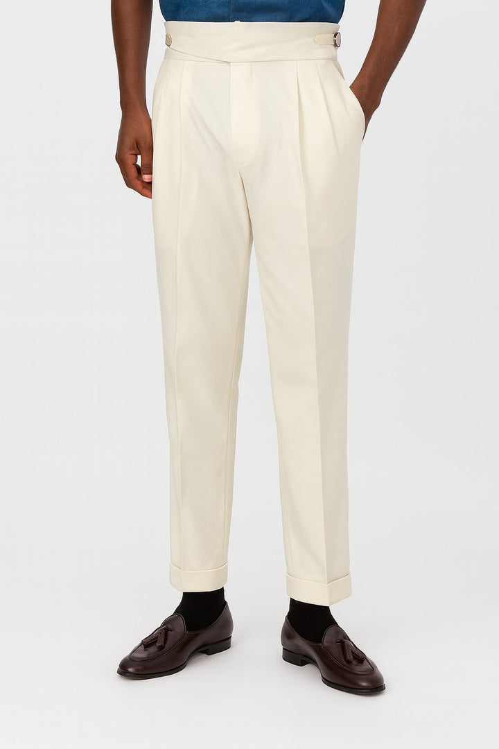 Freddie | Men's High-Waisted Pleated Drawstring Trousers