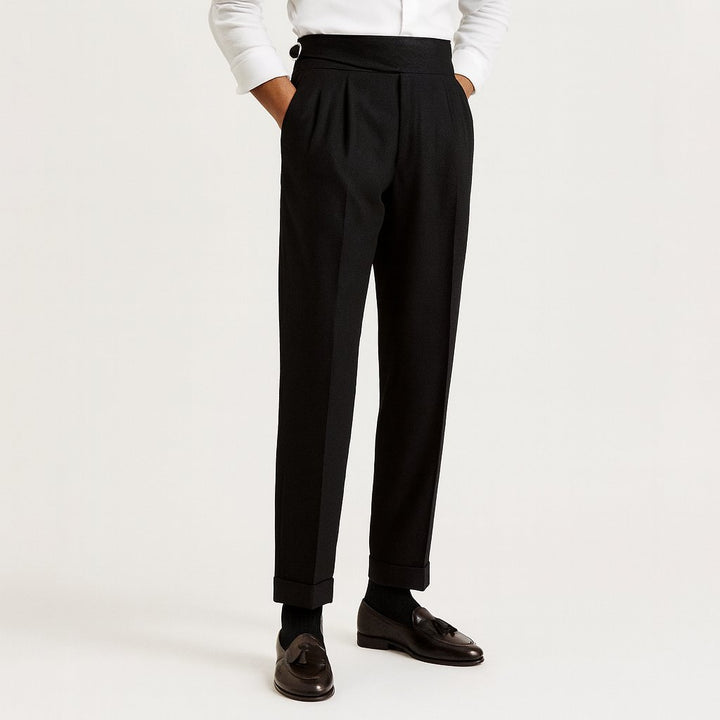 Freddie | Men's High-Waisted Pleated Drawstring Trousers