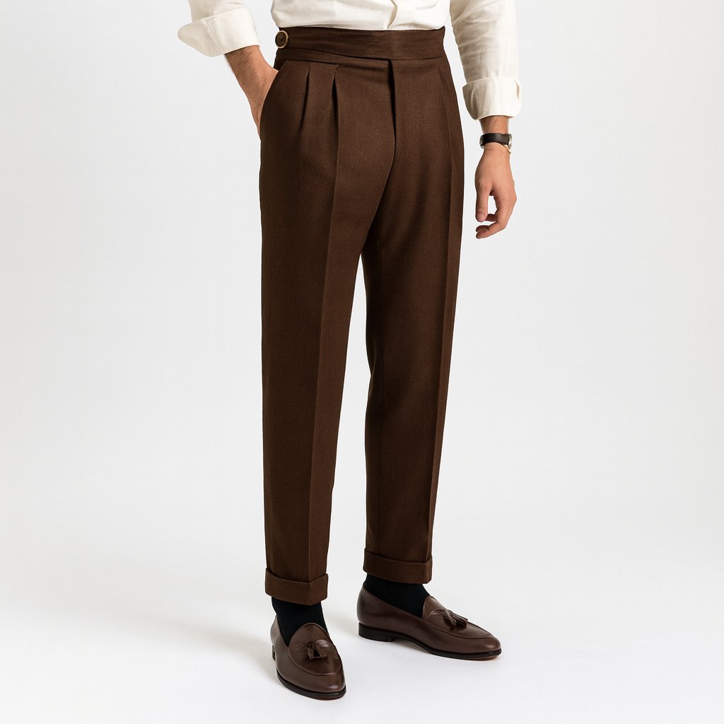 Freddie | Men's High-Waisted Pleated Drawstring Trousers