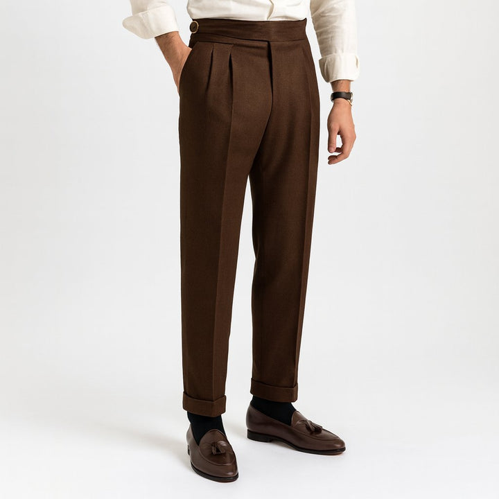 Freddie | Men's High-Waisted Pleated Drawstring Trousers