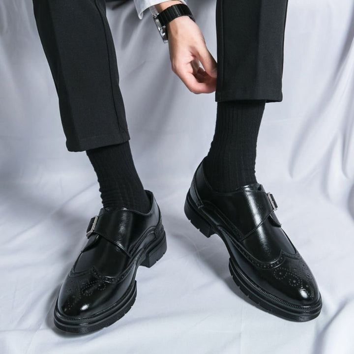 Harry | Men's Leather-Look Monk Strap Wingtip Brogue Dress Shoes