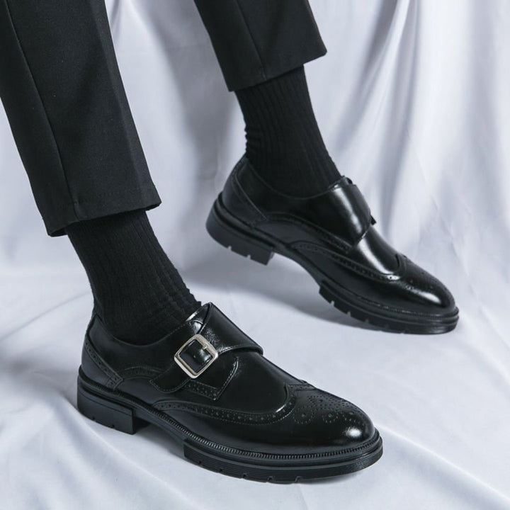 Harry | Men's Leather-Look Monk Strap Wingtip Brogue Dress Shoes