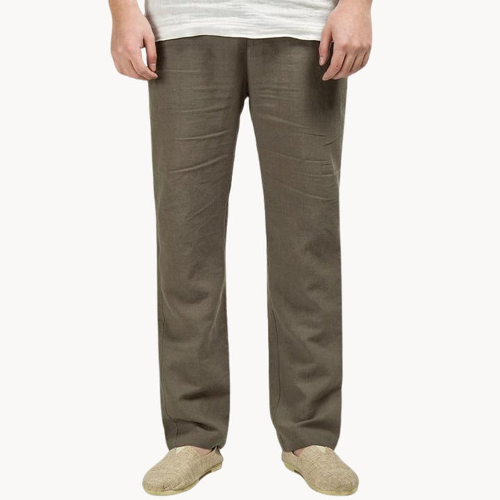 Noah | Men's Linen Trousers Straight Leg Elastic Waist Casual