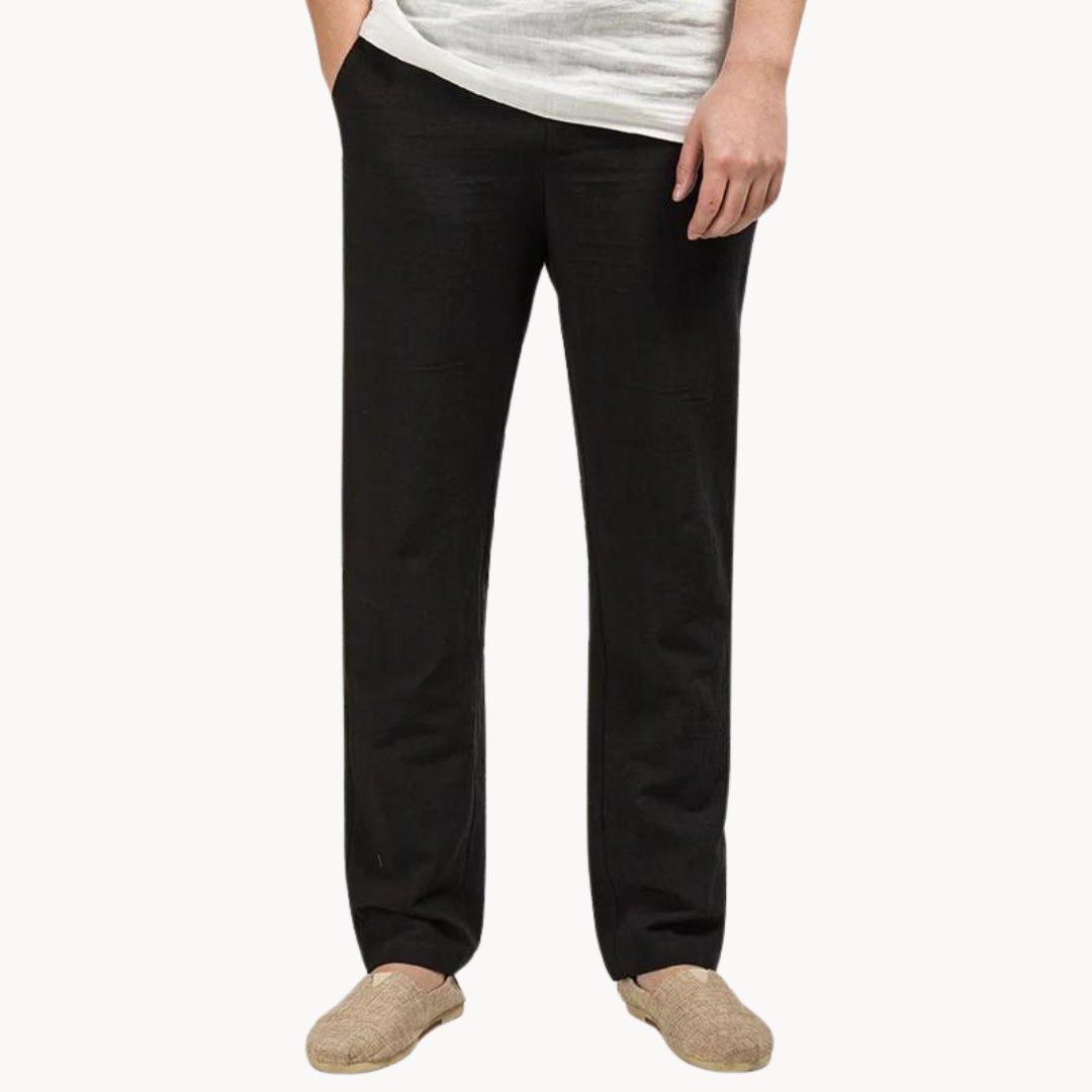 Noah | Men's Linen Trousers Straight Leg Elastic Waist Casual