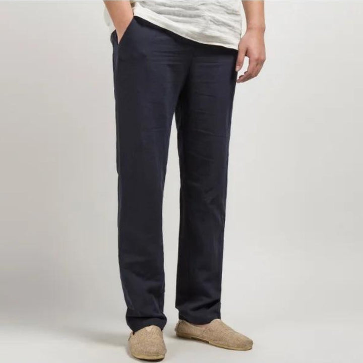 Noah | Men's Linen Trousers Straight Leg Elastic Waist Casual