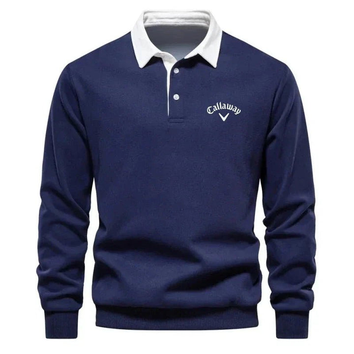 Henry | Men's Long-Sleeve Contrast Collar Cotton-Blend Golf Polo Jumper