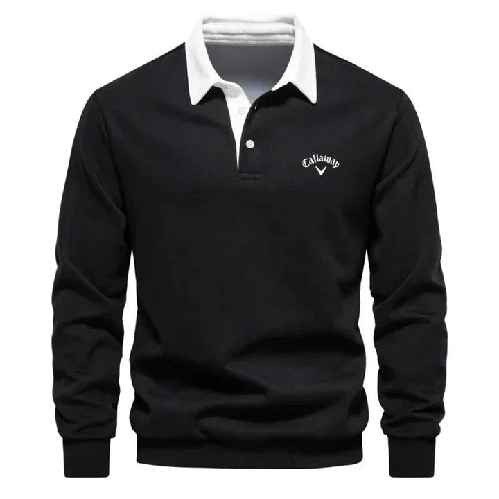 Henry | Men's Long-Sleeve Contrast Collar Cotton-Blend Golf Polo Jumper