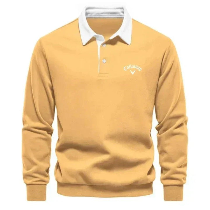 Henry | Men's Long-Sleeve Contrast Collar Cotton-Blend Golf Polo Jumper