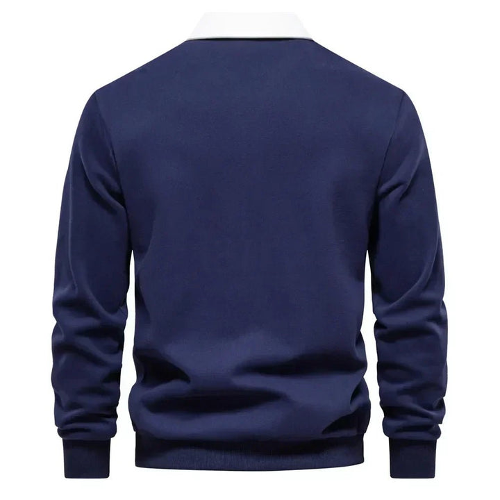 Henry | Men's Long-Sleeve Contrast Collar Cotton-Blend Golf Polo Jumper