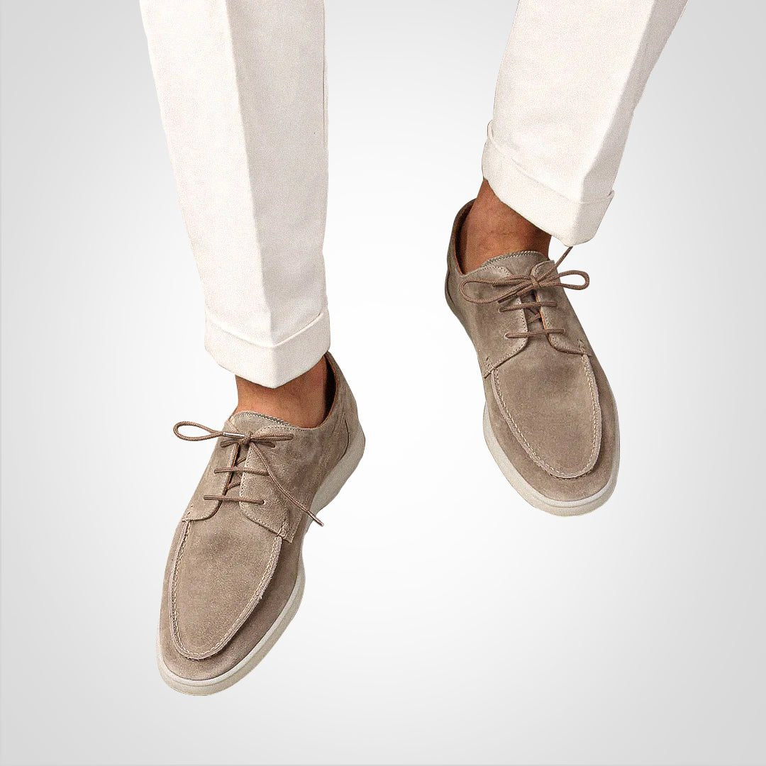 Leo | Men's Navy Suede Lace-Up Hybrid Boat Derby Loafers