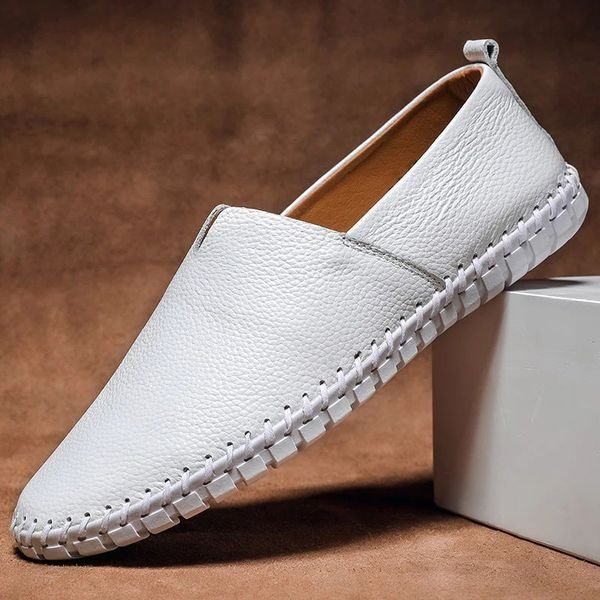 Arthur | Men's Pebbled-Grain Leather-Look Slip-On Loafers Whipstitch Detail