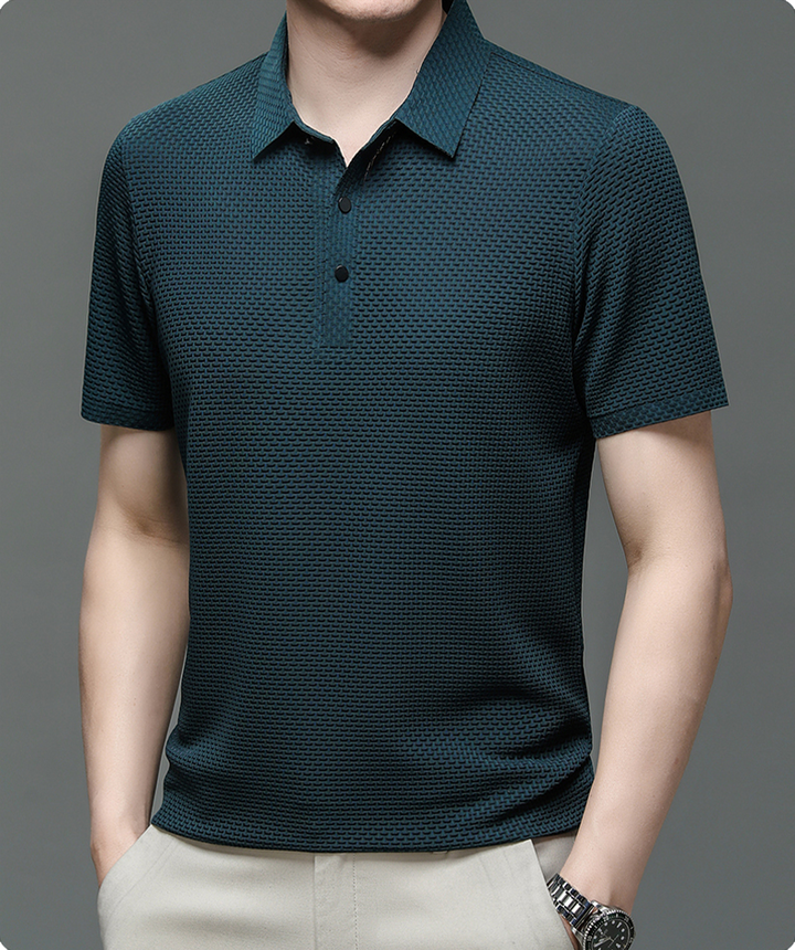 Sean | Men's Textured Short Sleeve Button Polo Shirt