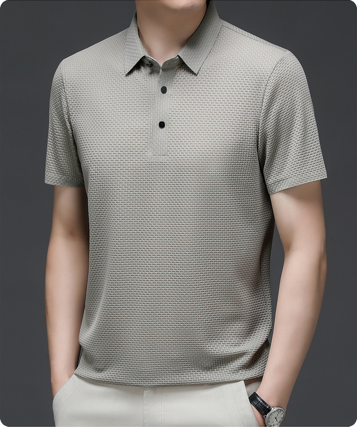 Sean | Men's Textured Short Sleeve Button Polo Shirt