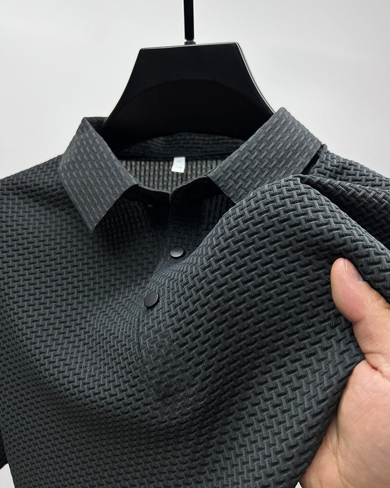 Sean | Men's Textured Short Sleeve Button Polo Shirt