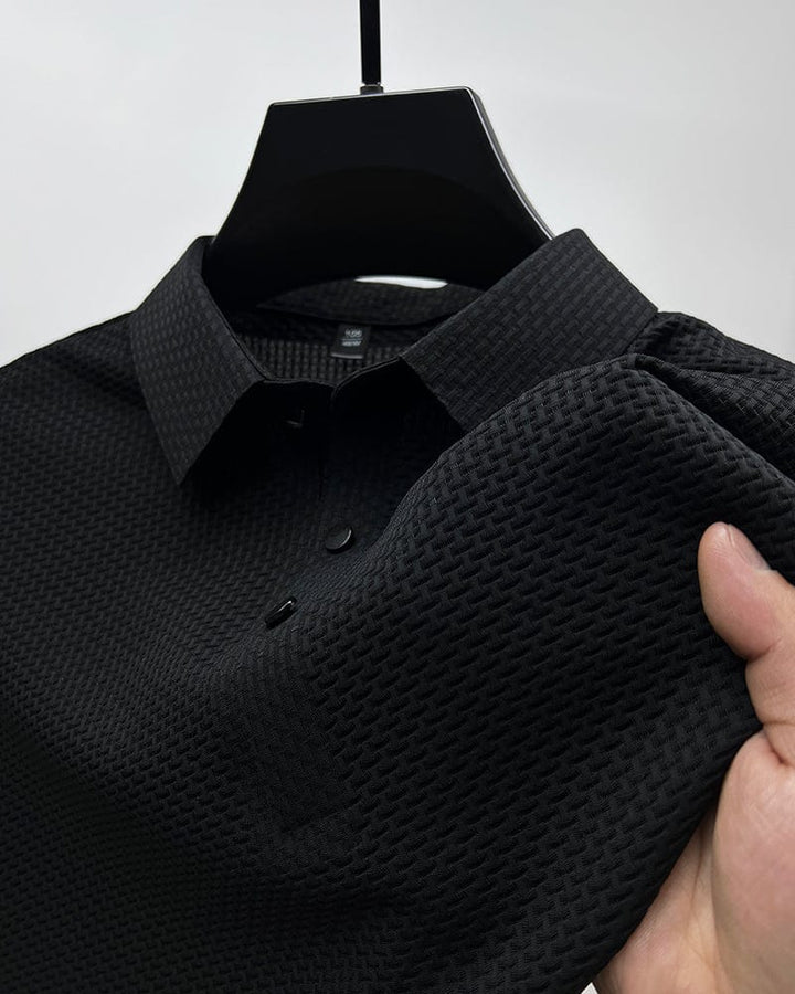 Sean | Men's Textured Short Sleeve Button Polo Shirt