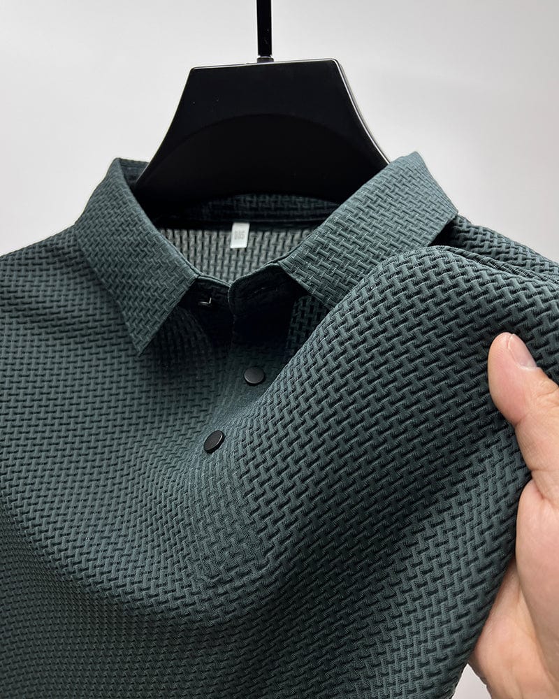 Sean | Men's Textured Short Sleeve Button Polo Shirt