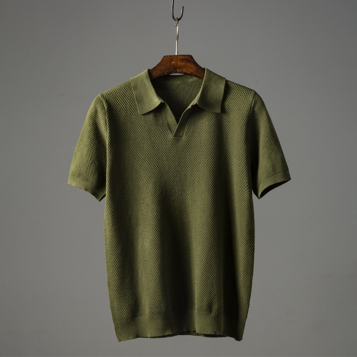 Simon | Men's Textured Short Sleeve Classic Polo Shirt