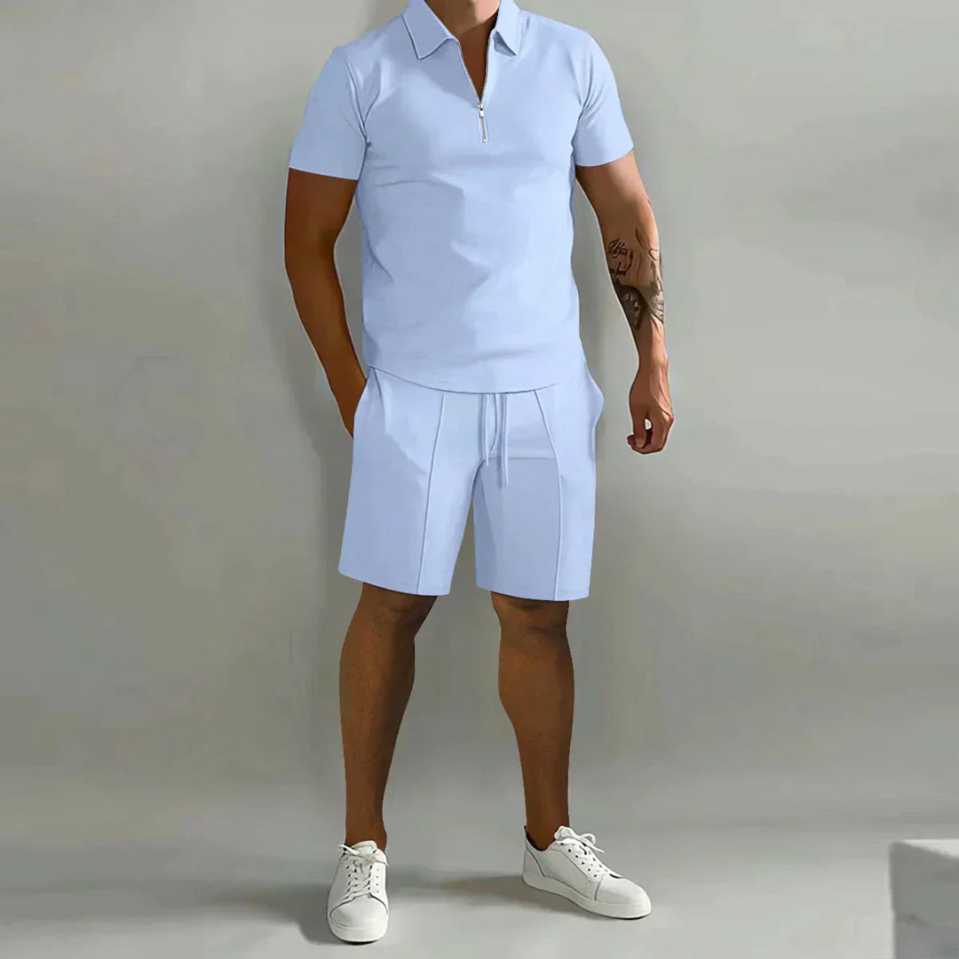 Alexander | Men's Zip Polo Shirt Shorts Casual Set