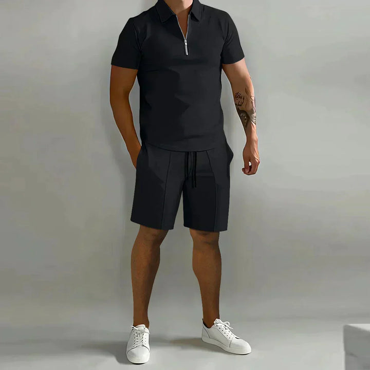 Alexander | Men's Zip Polo Shirt Shorts Casual Set