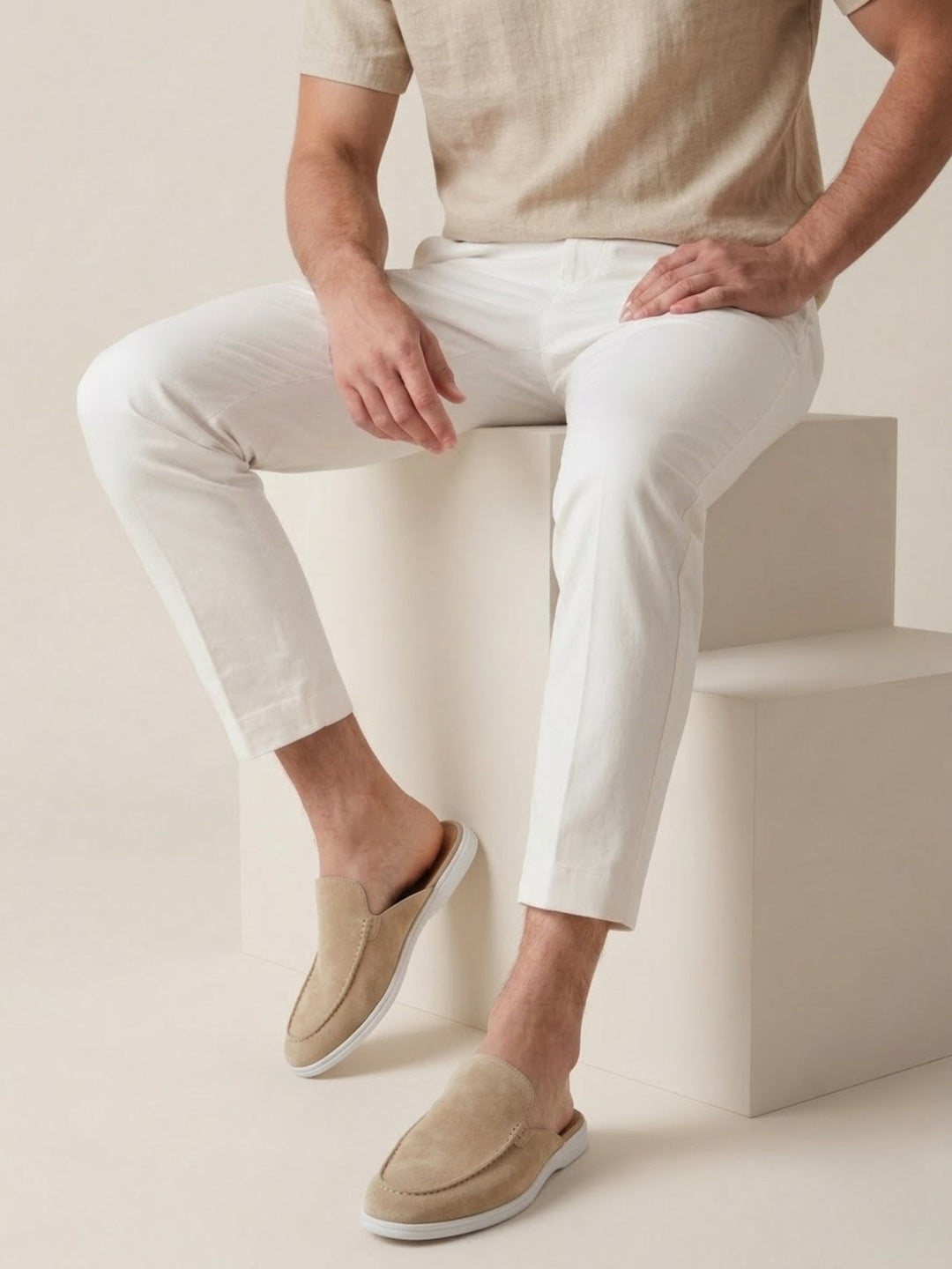 Muhammad | Men's Slip-On Mules Open Heel Stitched Detail Casual