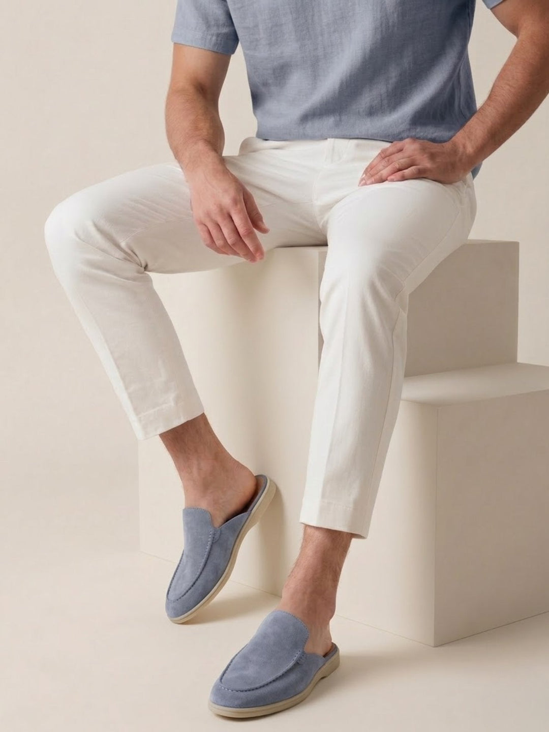 Muhammad | Men's Slip-On Mules Open Heel Stitched Detail Casual