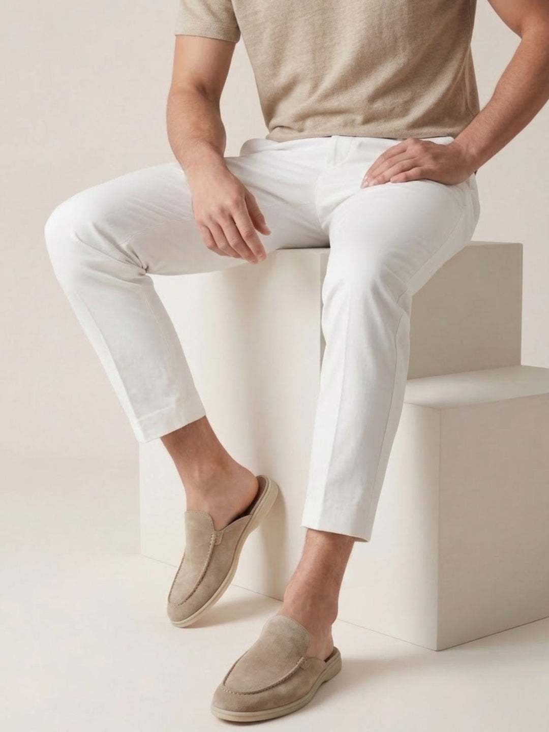 Muhammad | Men's Slip-On Mules Open Heel Stitched Detail Casual