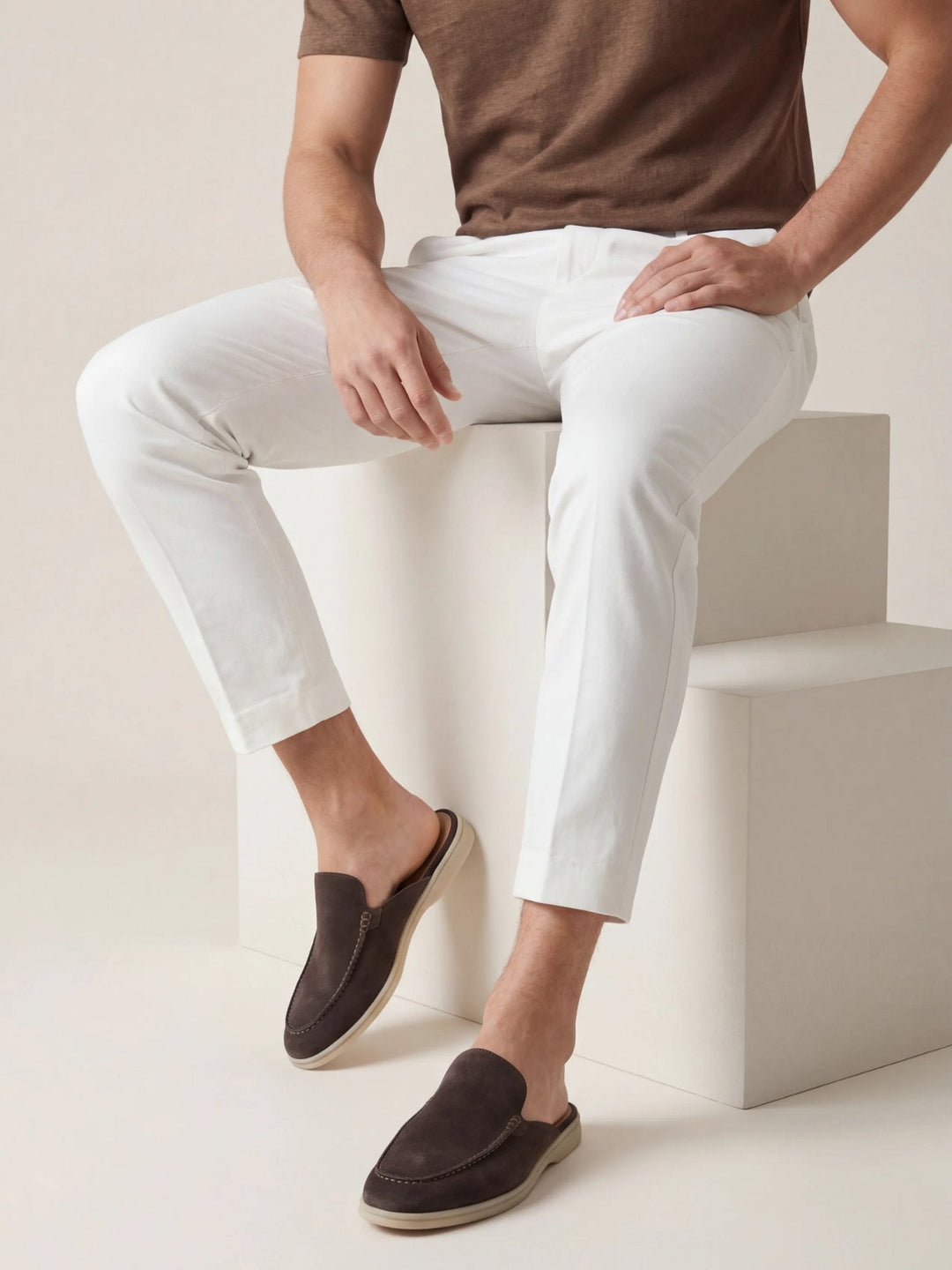 Muhammad | Men's Slip-On Mules Open Heel Stitched Detail Casual