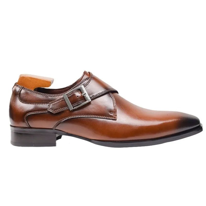 Harry | Men's Tan Leather-Look Single Monk Strap Dress Shoes