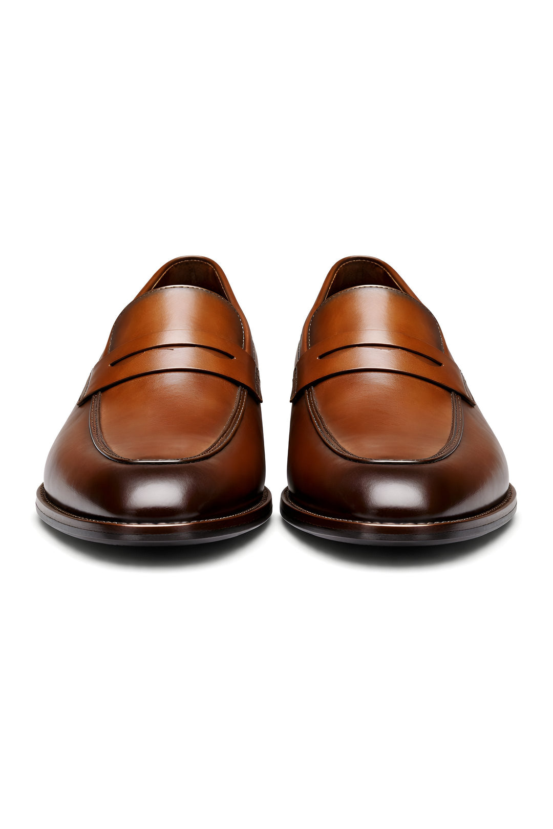 Charlie | Men's Tan Leather-Look Slip-On Penny Loafers