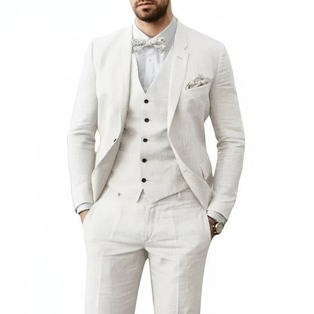 Charlie | Men's Three-Piece Linen Wedding Suit Summer Formal Set