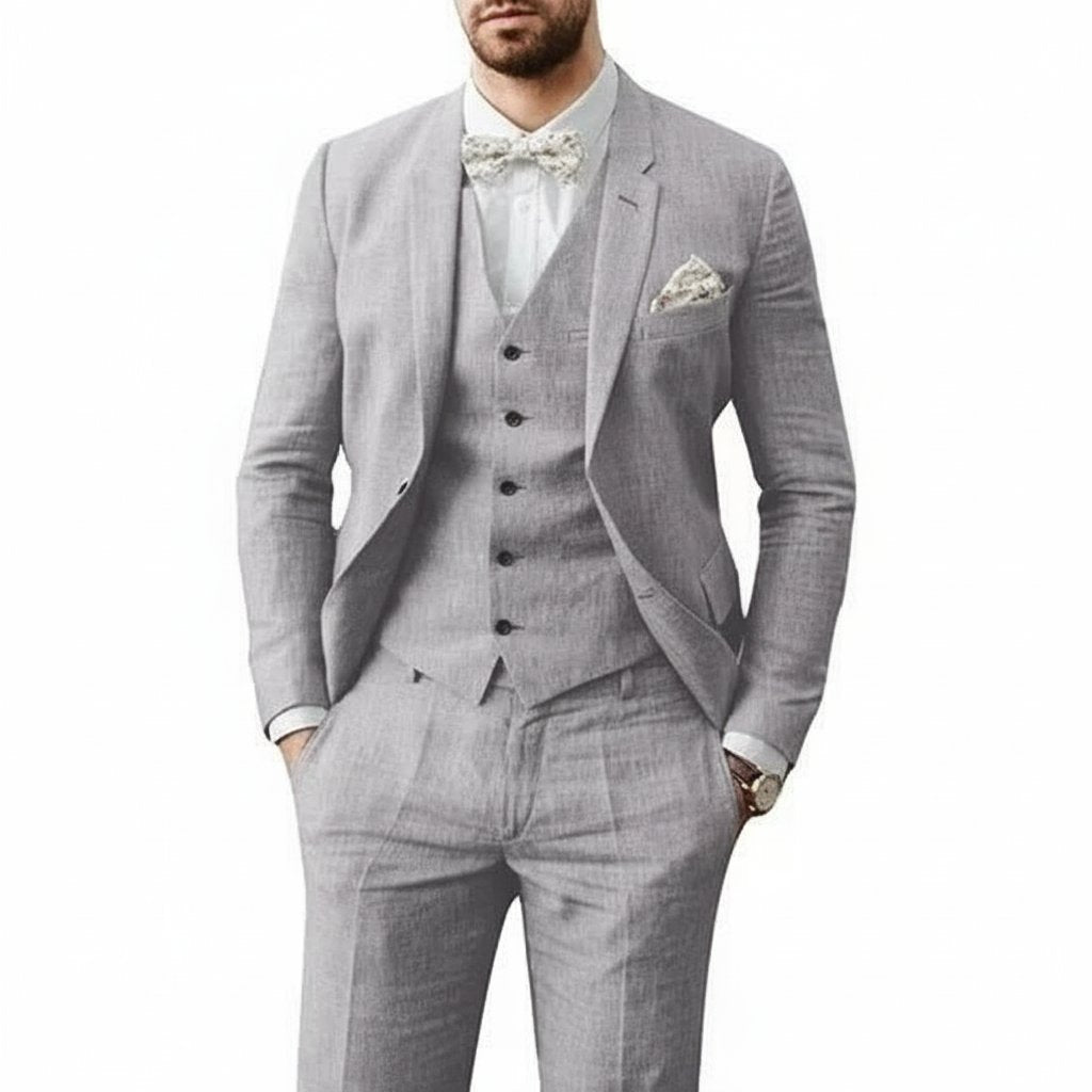 Charlie | Men's Three-Piece Linen Wedding Suit Summer Formal Set