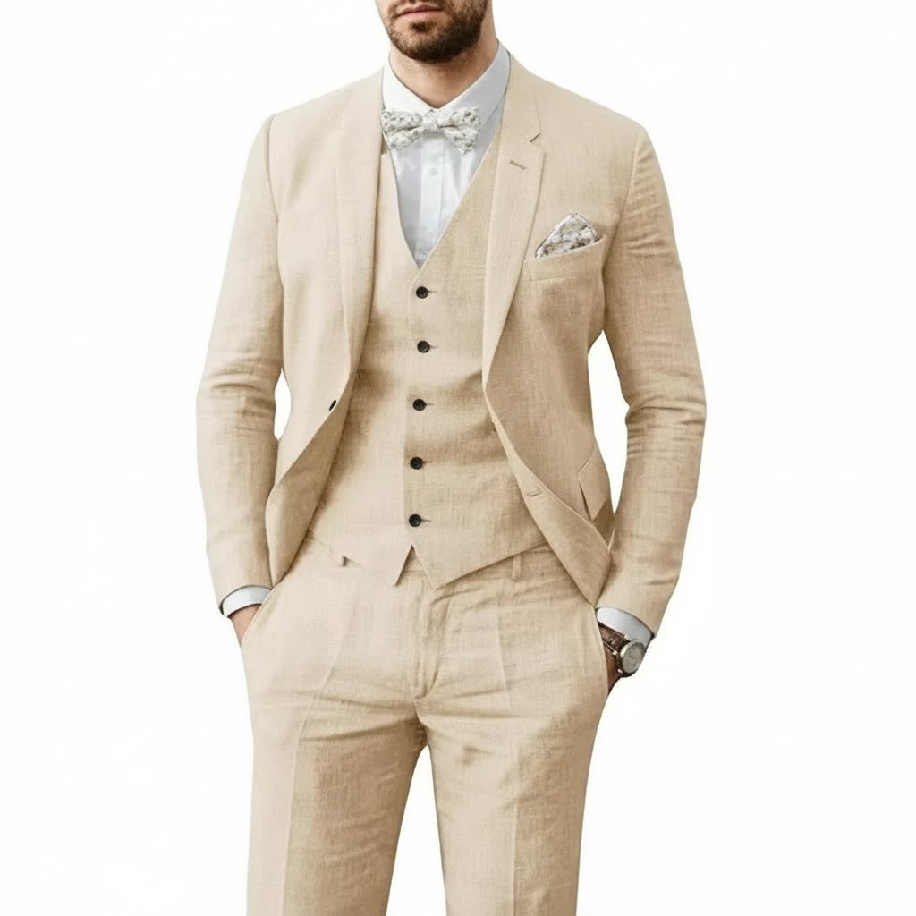 Charlie | Men's Three-Piece Linen Wedding Suit Summer Formal Set
